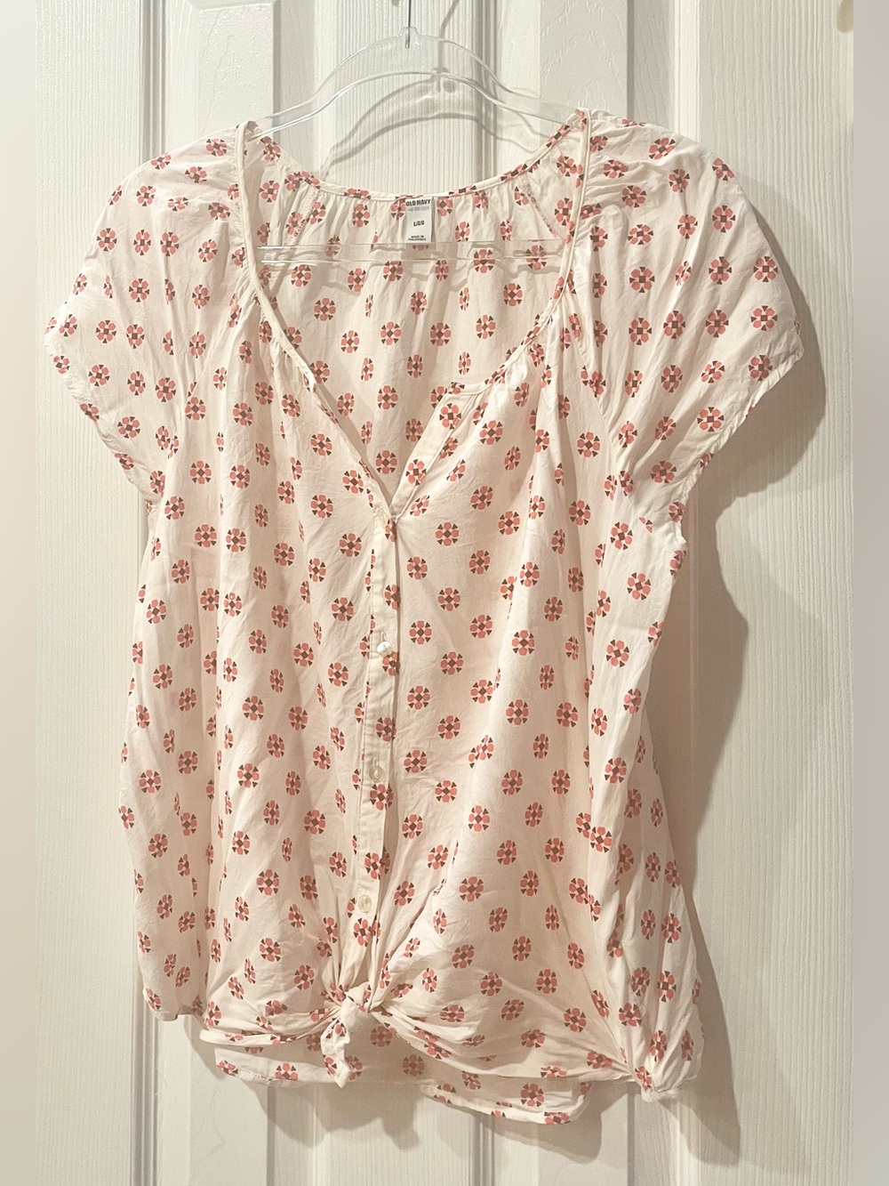 Old Navy - Size Large - White & Pink Blouse - Like New